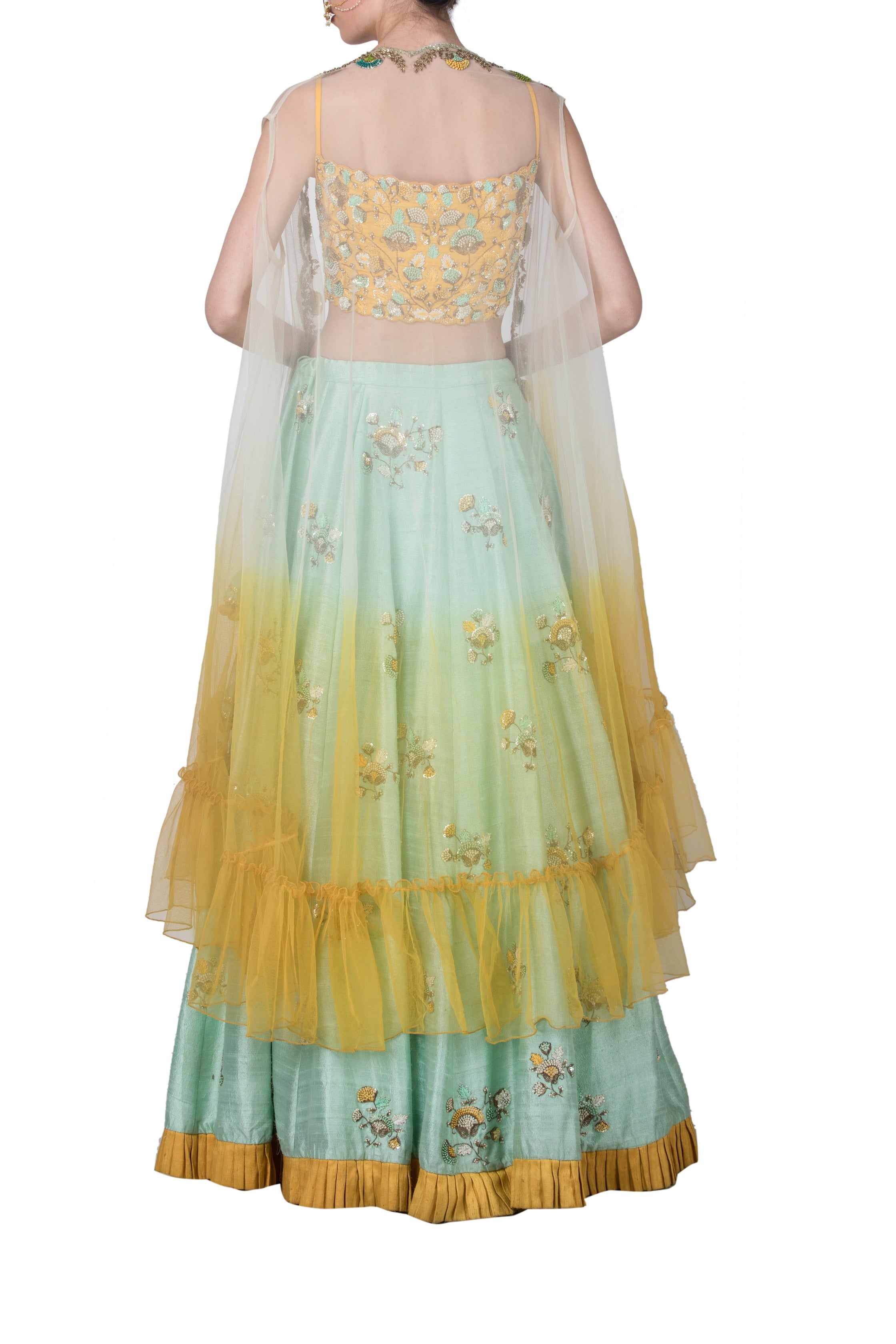 Mint Green Embroidered Lehenga Set