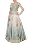 Ice Blue Ombre Dyed Lehenga Set