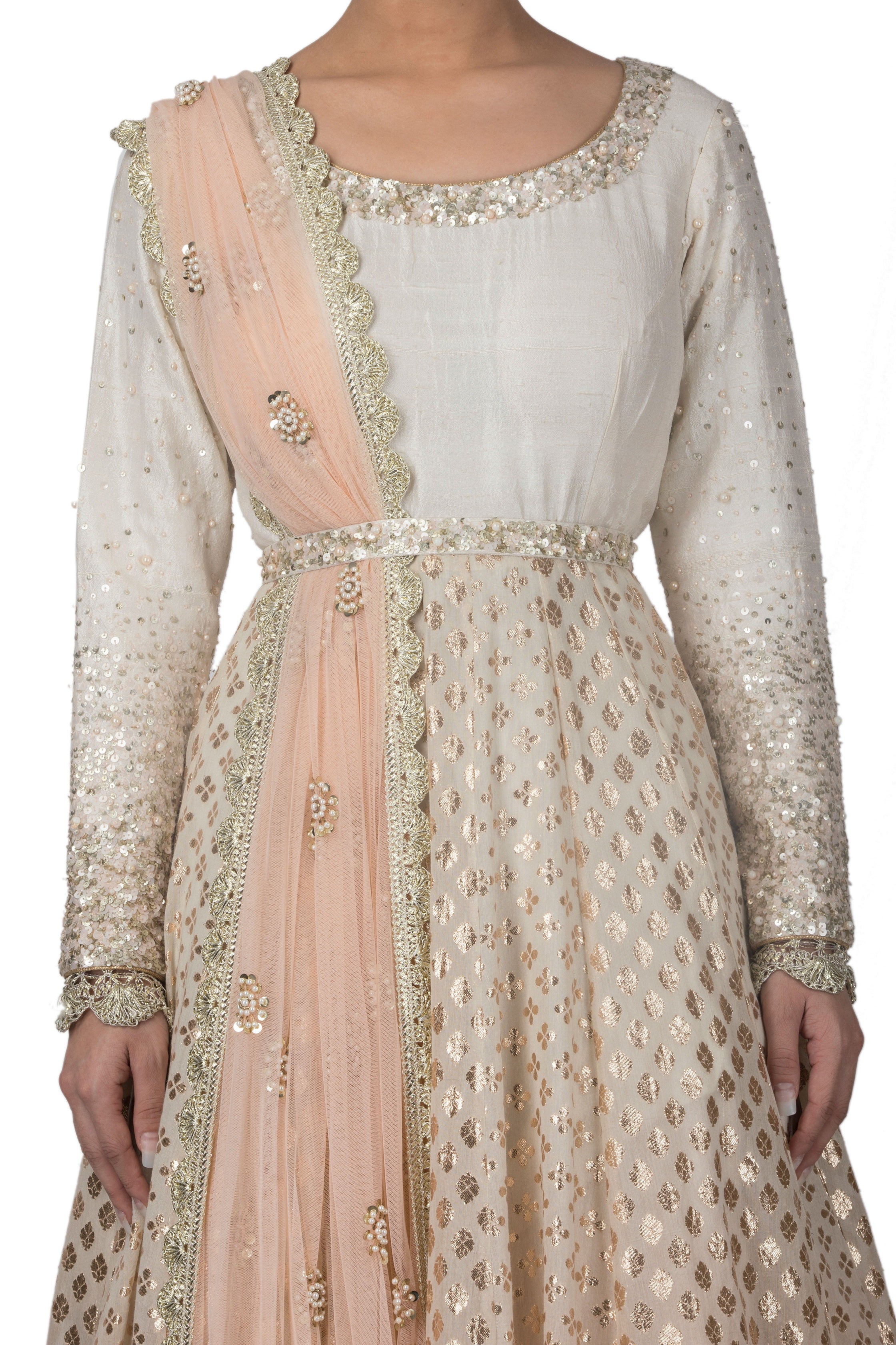 Peach and Ivory Ombre Dyed Anarkali