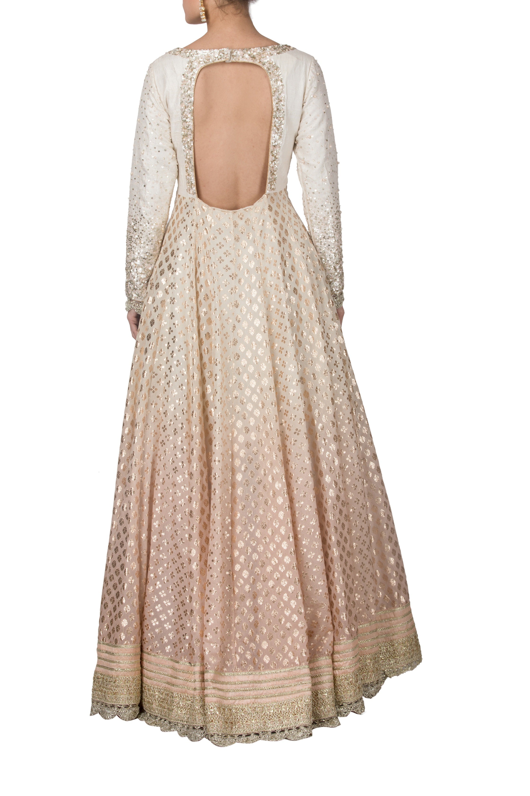 Peach And Ivory Ombre Dyed Anarkali