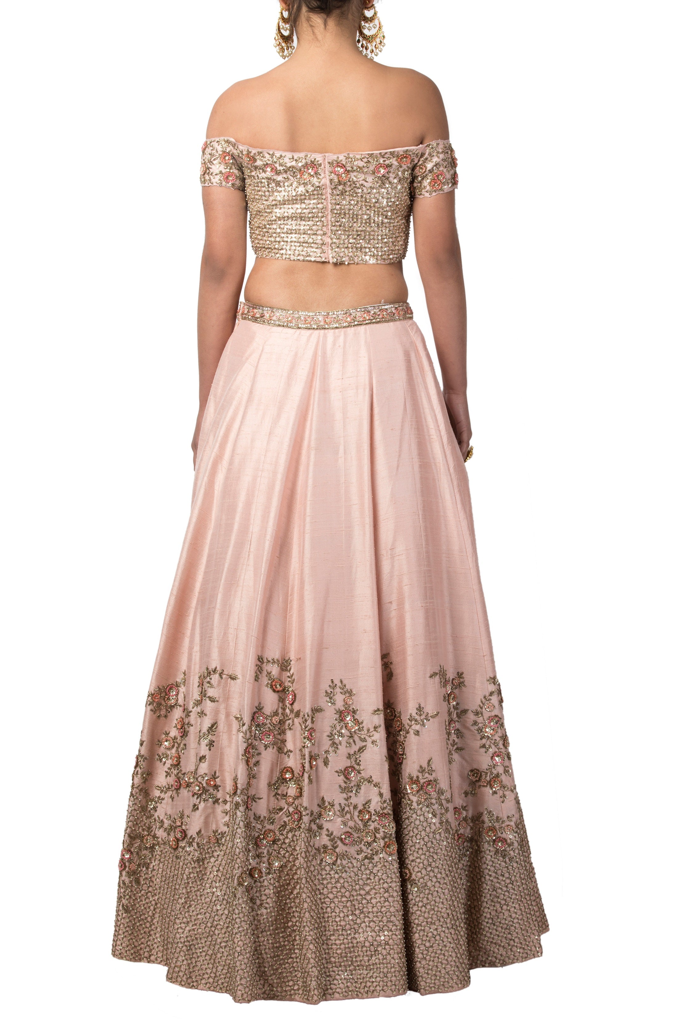 Misty Rose Embroidered Lehenga Set