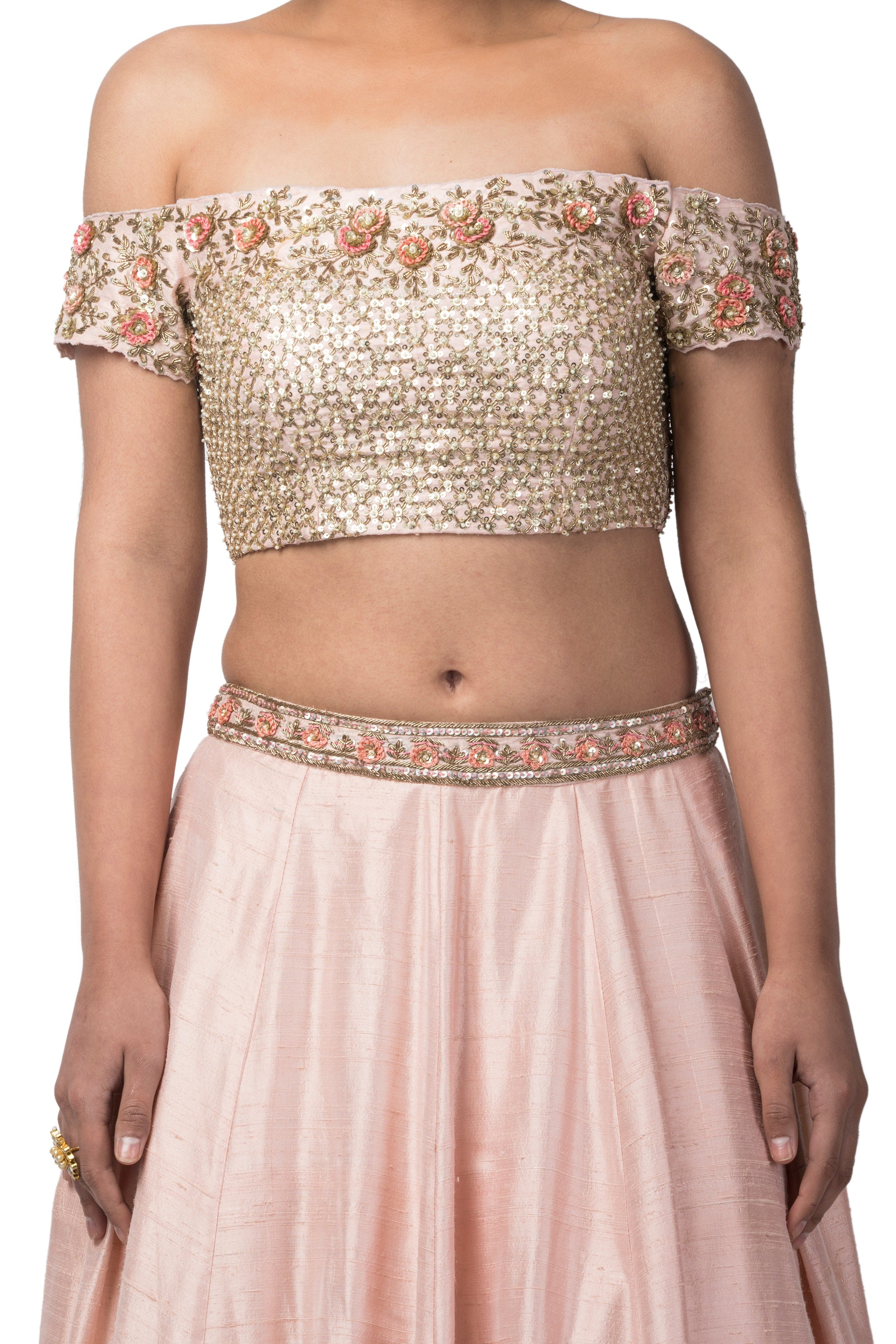 Misty Rose Embroidered Lehenga Set