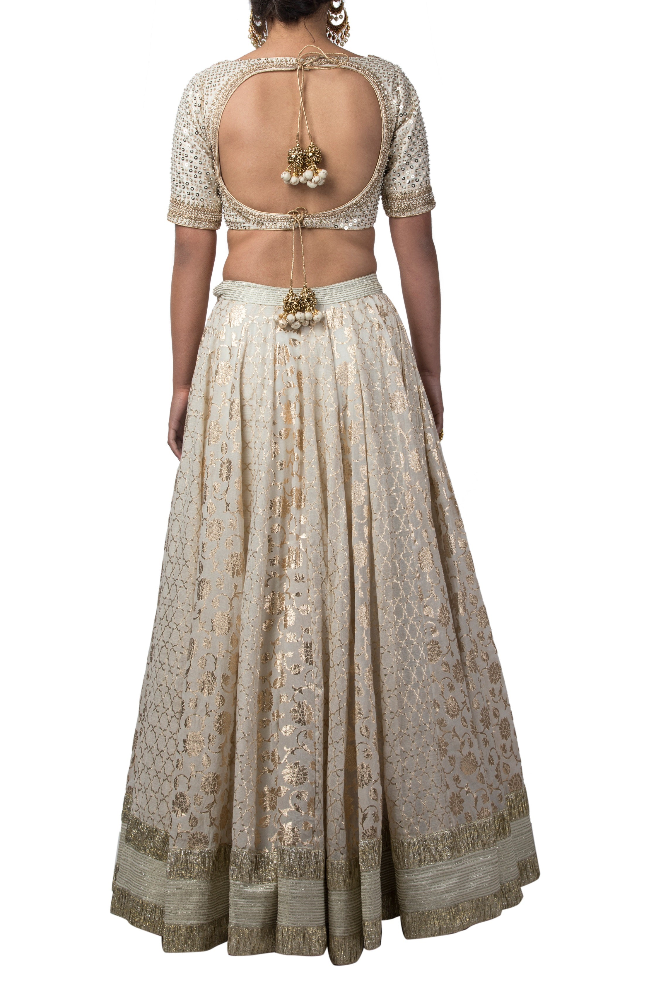 Ivory Chanderi Lehenga Set