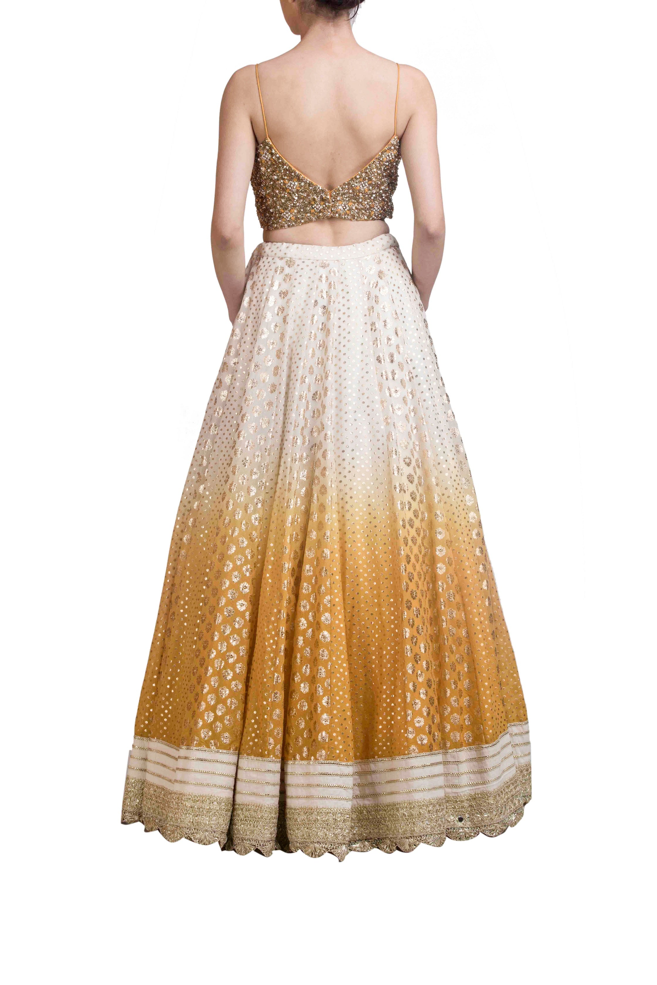 Yellow Ombre Dyed Chanderi Lehenga Set