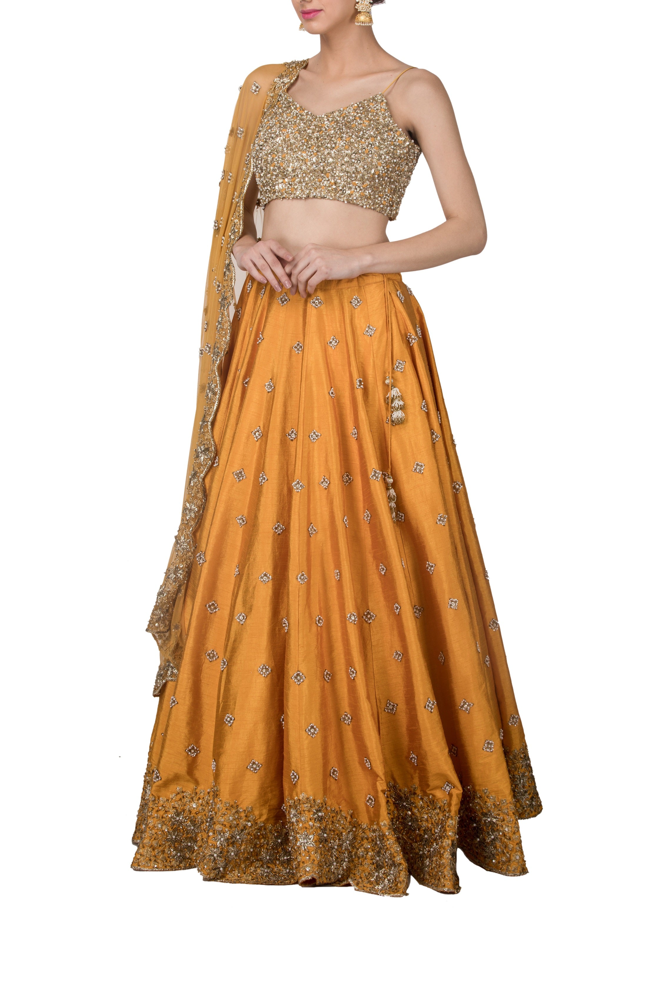 Mustard Embroidered Lehenga Set