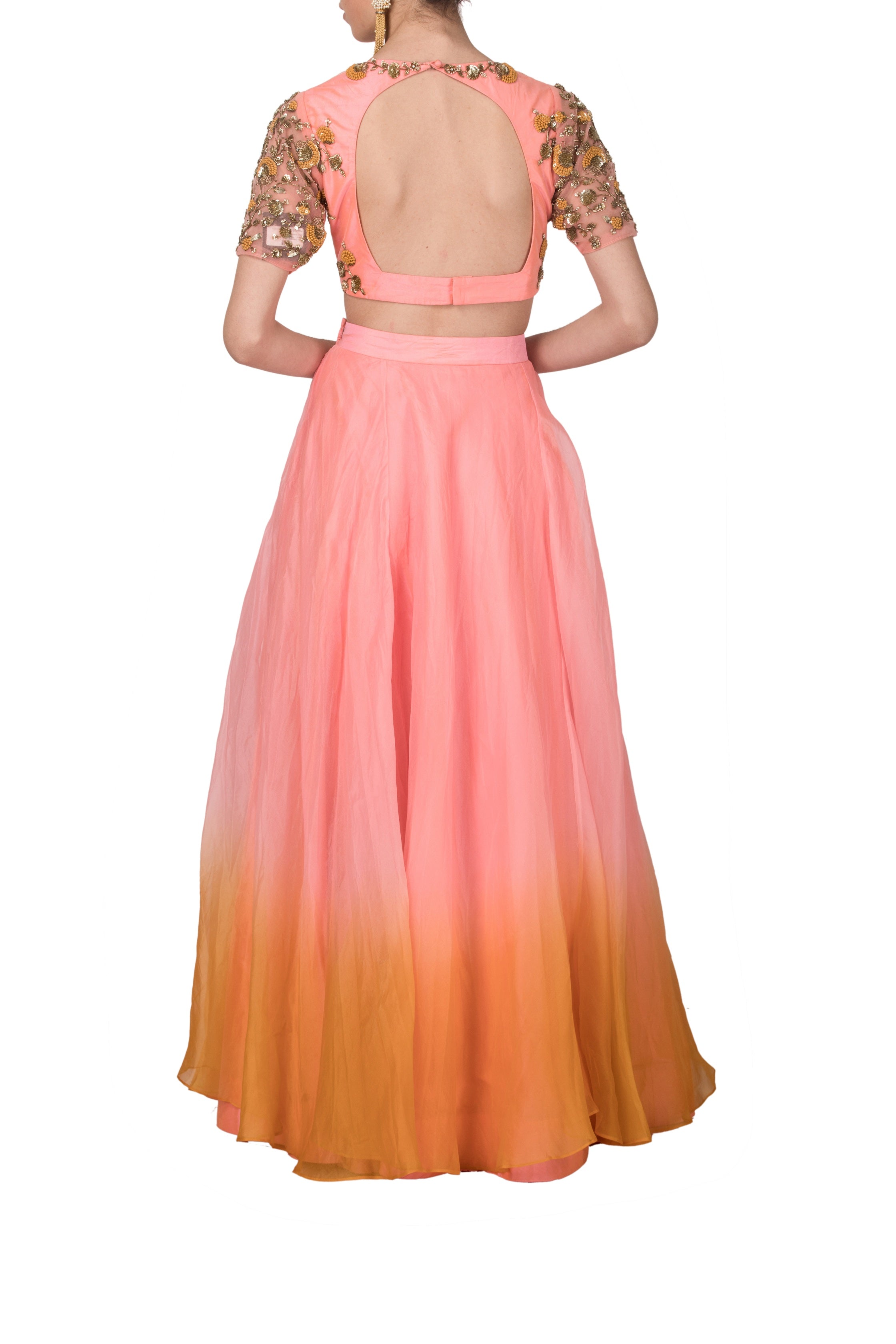 Pink Crop Top And Skirt