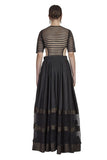 Black Embroidered Gown with Net Back and beautiful cuts on waist