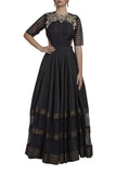 Black Embroidered Gown for Cocktail Party