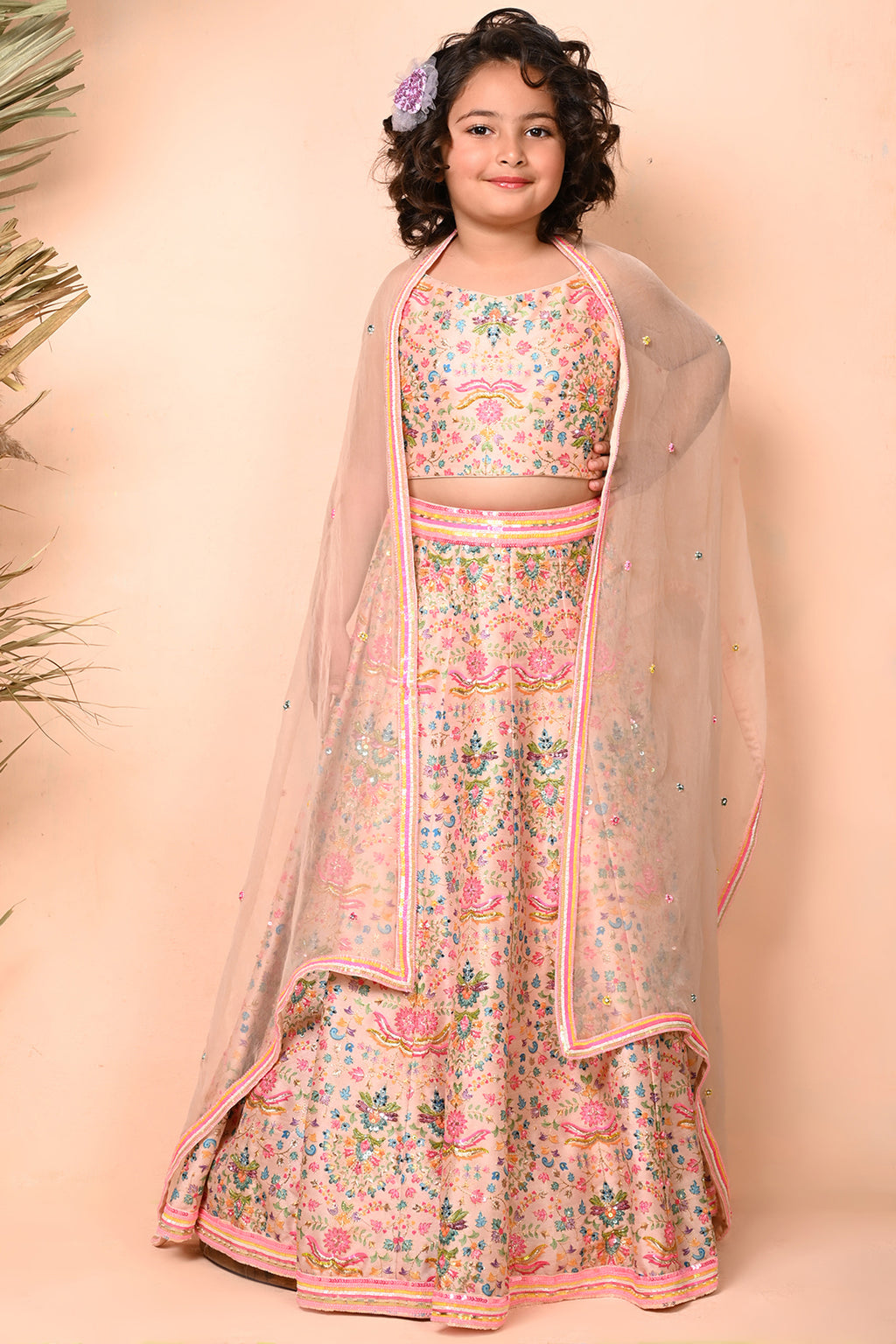 Multi Coloured Printed Lehenga Set