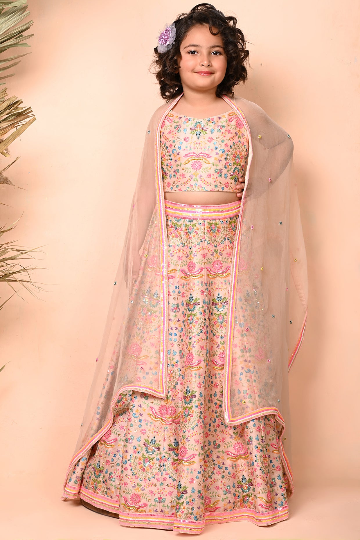 Multi Coloured Printed Lehenga Set