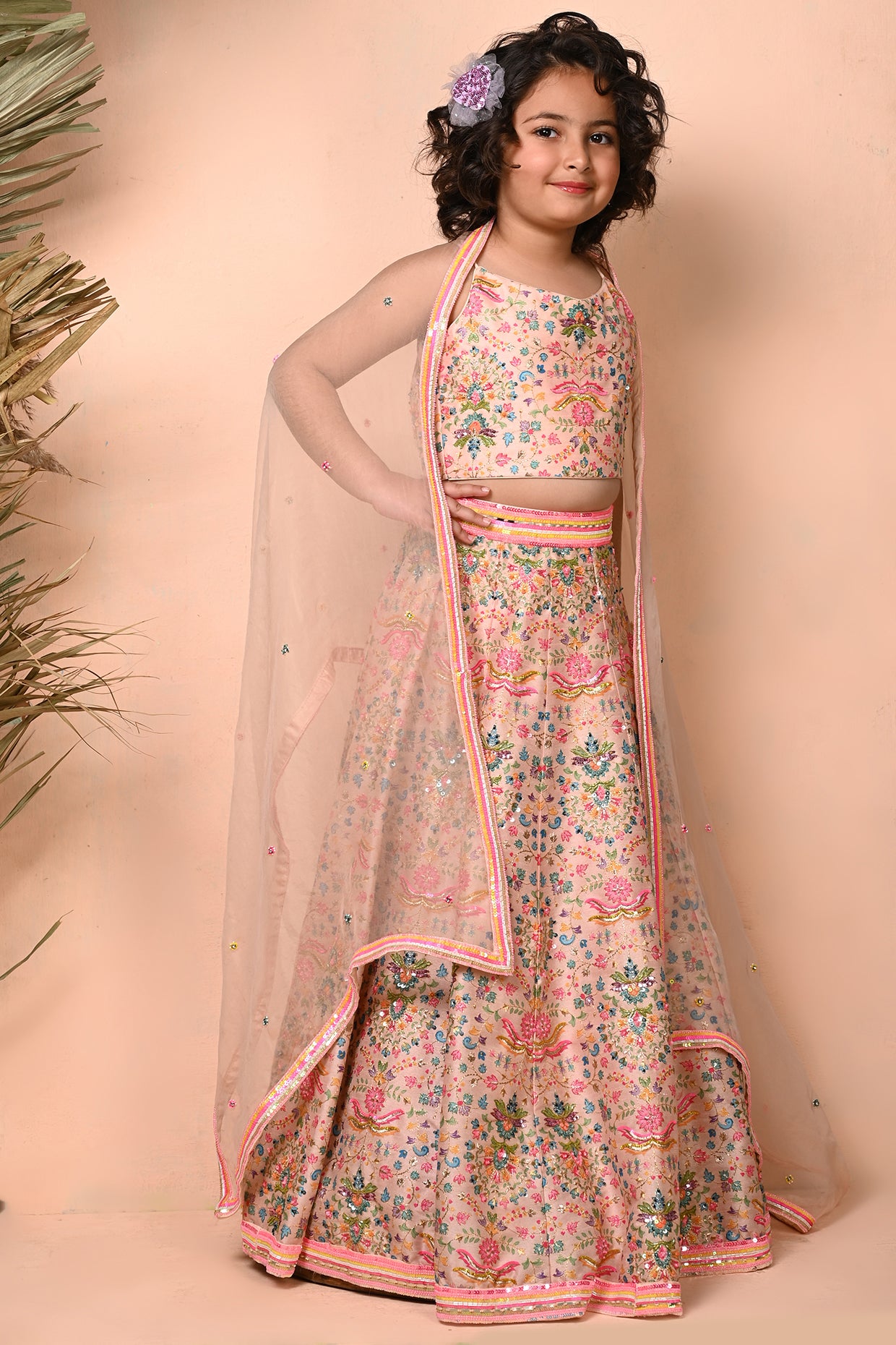 Multi Coloured Printed Lehenga Set