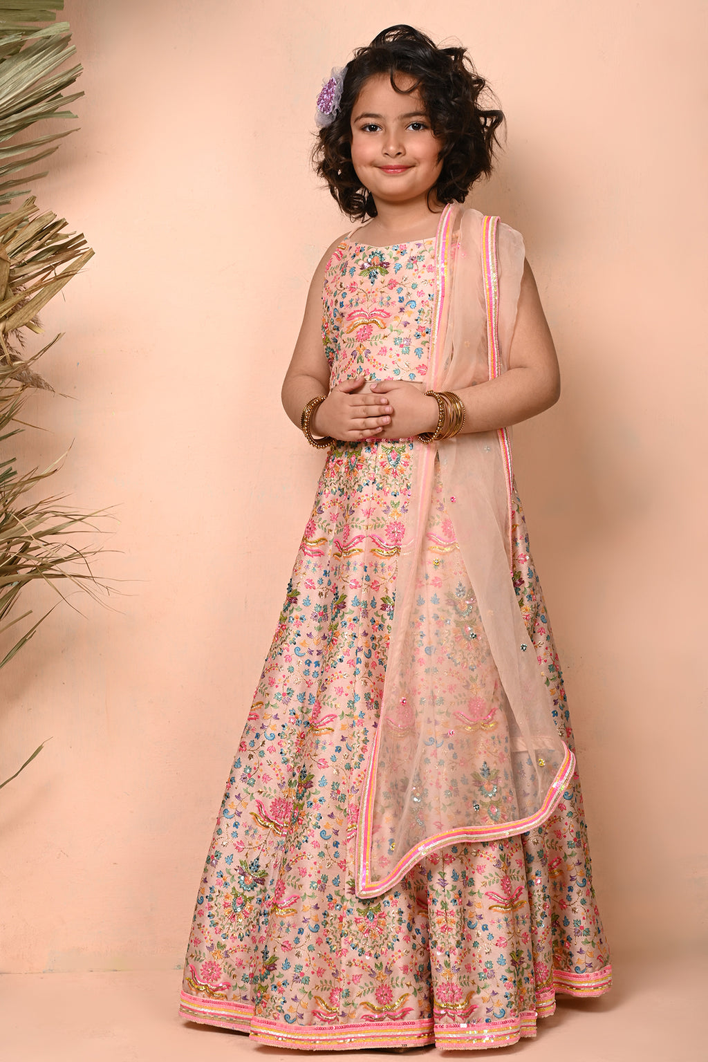 Multi Coloured Printed Lehenga Set