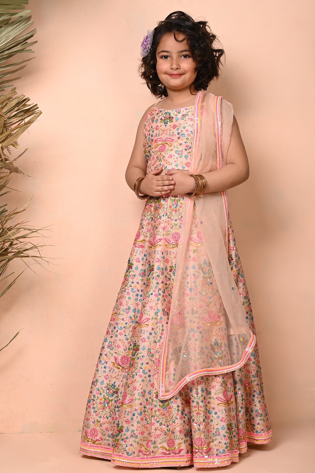 Multi Coloured Printed Lehenga Set
