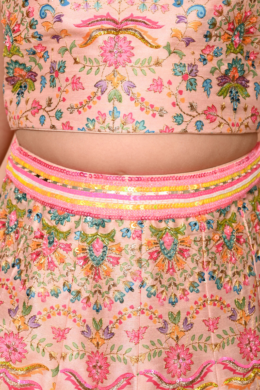 Multi Coloured Printed Lehenga Set
