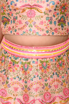 Multi Coloured Printed Lehenga Set
