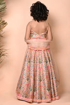 Multi Coloured Printed Lehenga Set