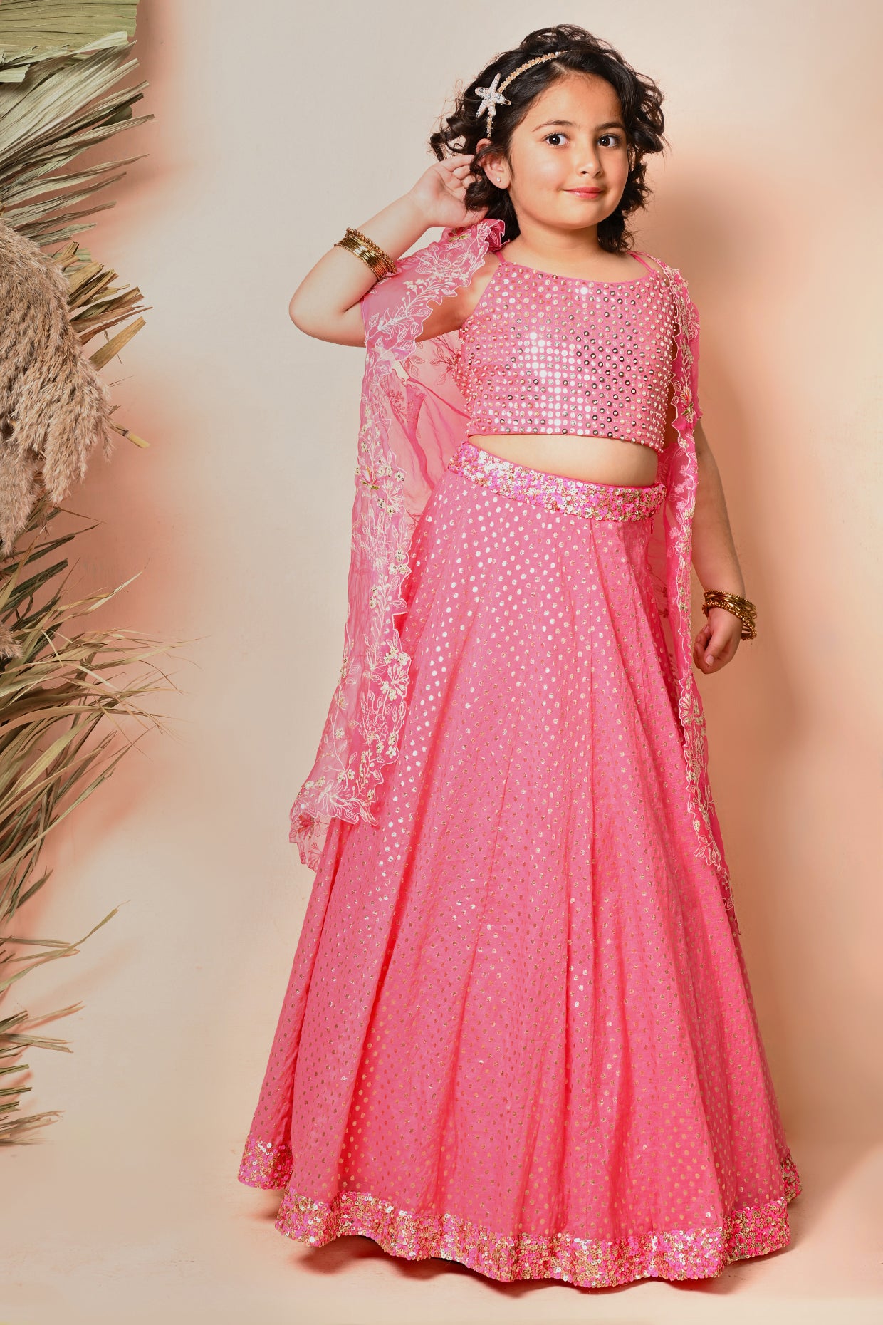 Fuchsia Pink Chanderi lehenga set