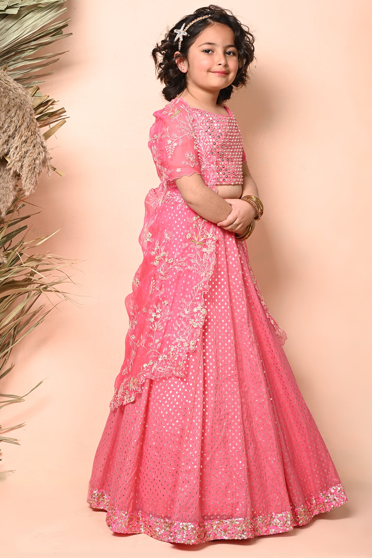 Fuchsia Pink Chanderi lehenga set