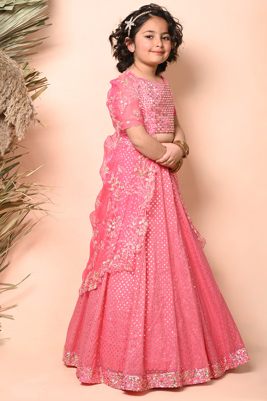 Fuchsia Pink Chanderi Lehenga Set