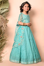 Turquoise Blue Sequins Embroidered Lehenga Set