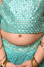 Turquoise Blue Sequins Embroidered Lehenga Set