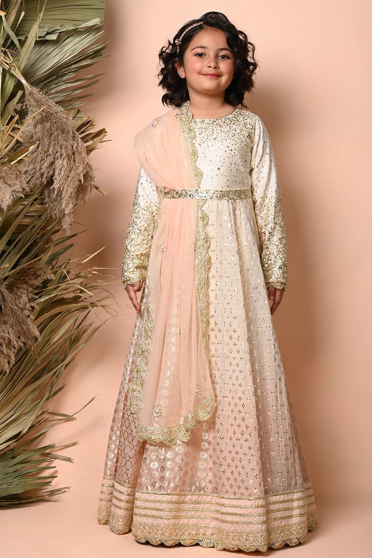 Ombre dyed floor length anarkali set