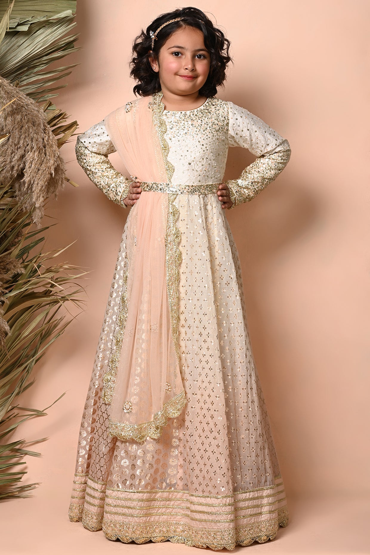 Ombre dyed floor length anarkali set