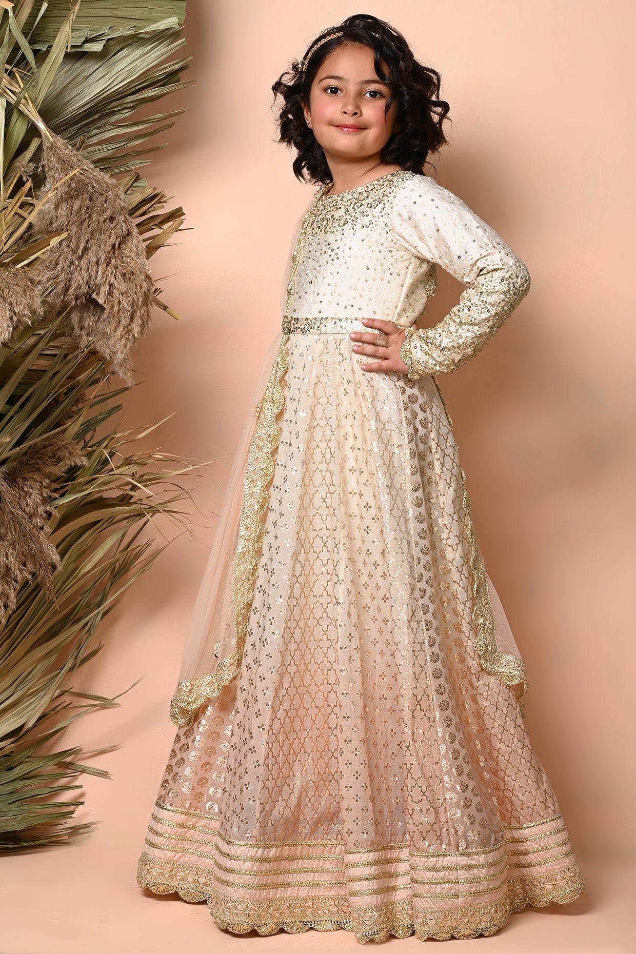 Ombre dyed floor length anarkali set