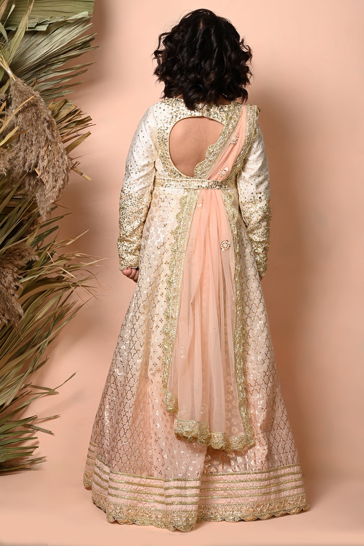 Ombre dyed floor length anarkali set