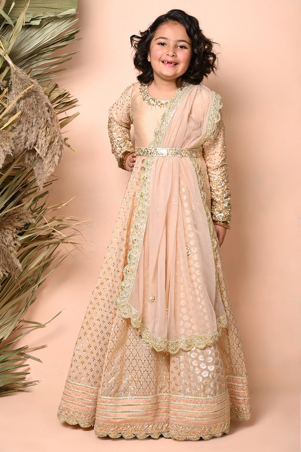 Gold Floor Length Anarkali Set