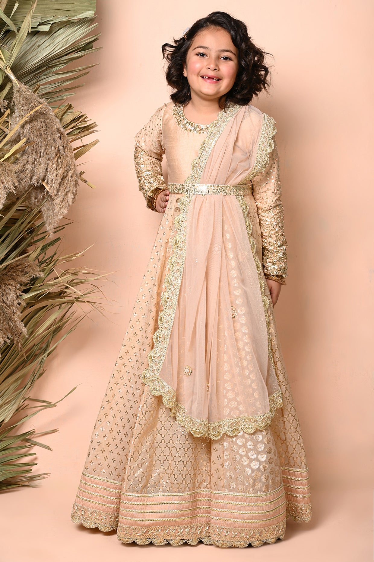 Gold Floor Length Anarkali Set