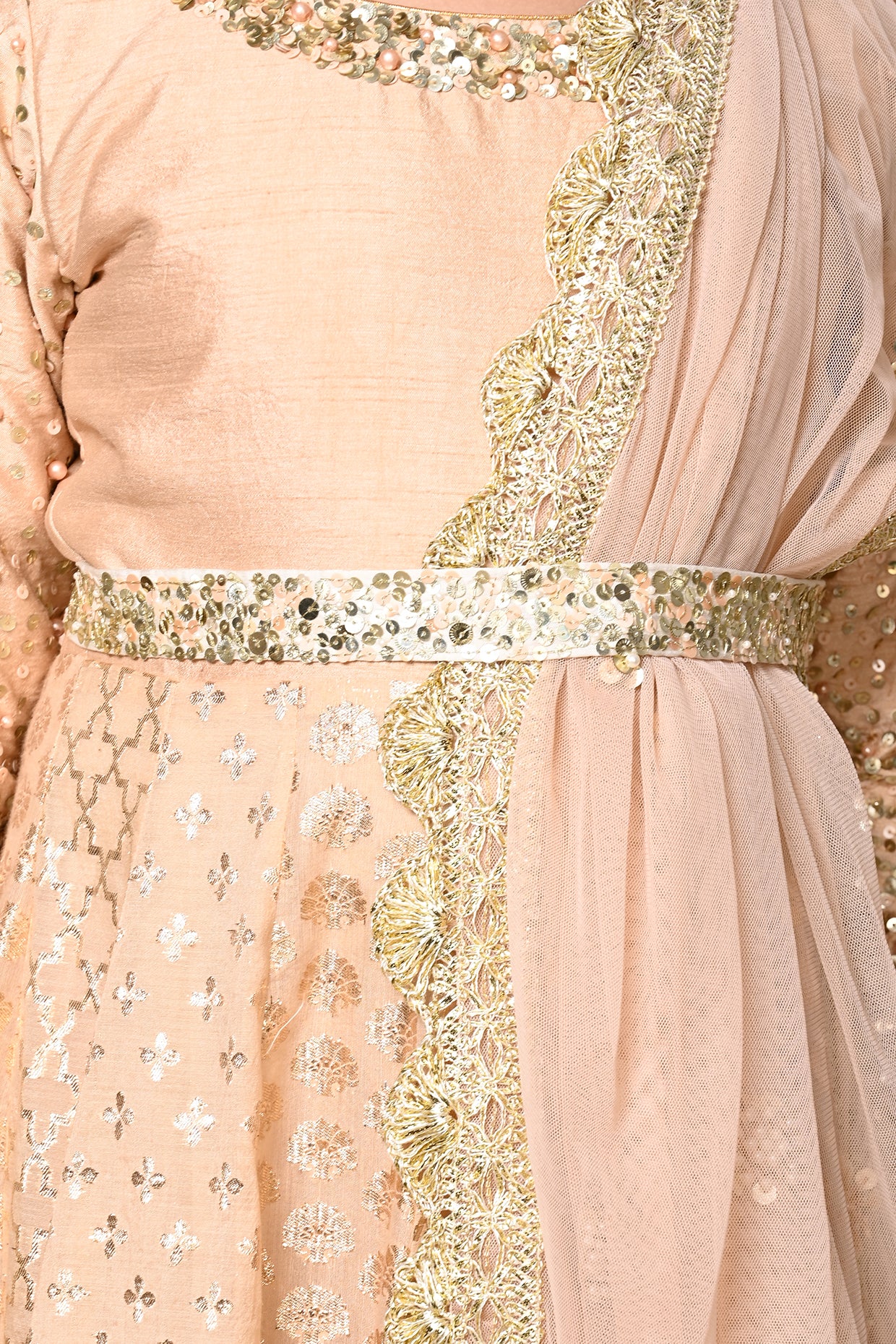 Gold Floor Length Anarkali Set