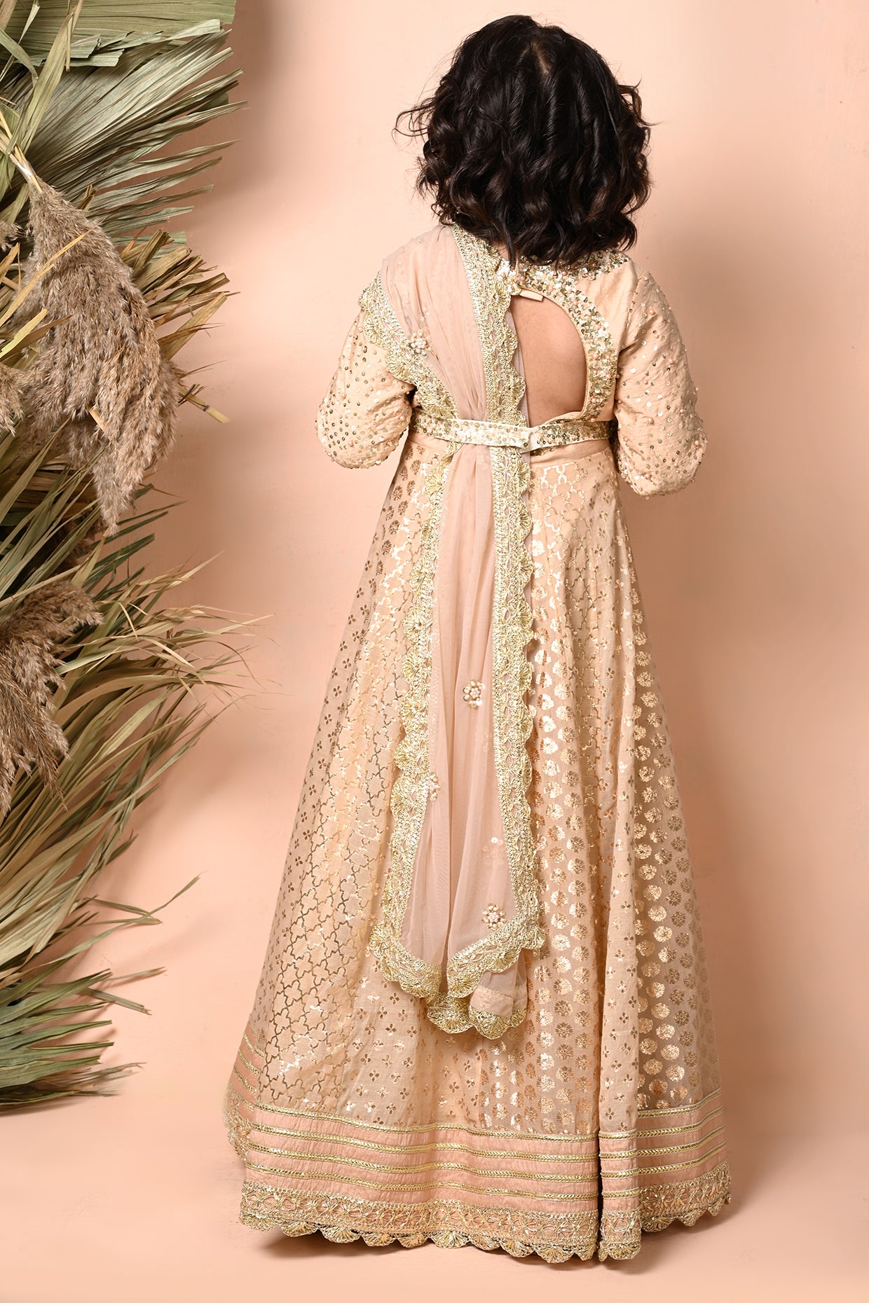 Gold Floor Length Anarkali Set