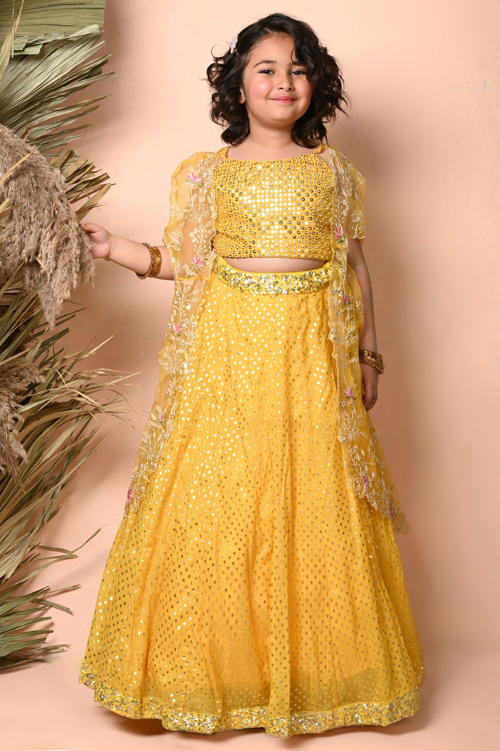 Yellow Sequins Embroidered Lehenga Set