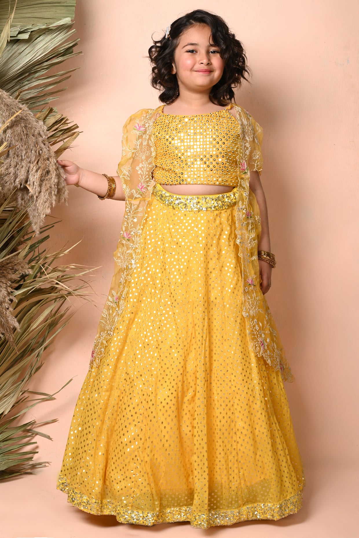 Yellow Sequins Embroidered Lehenga Set
