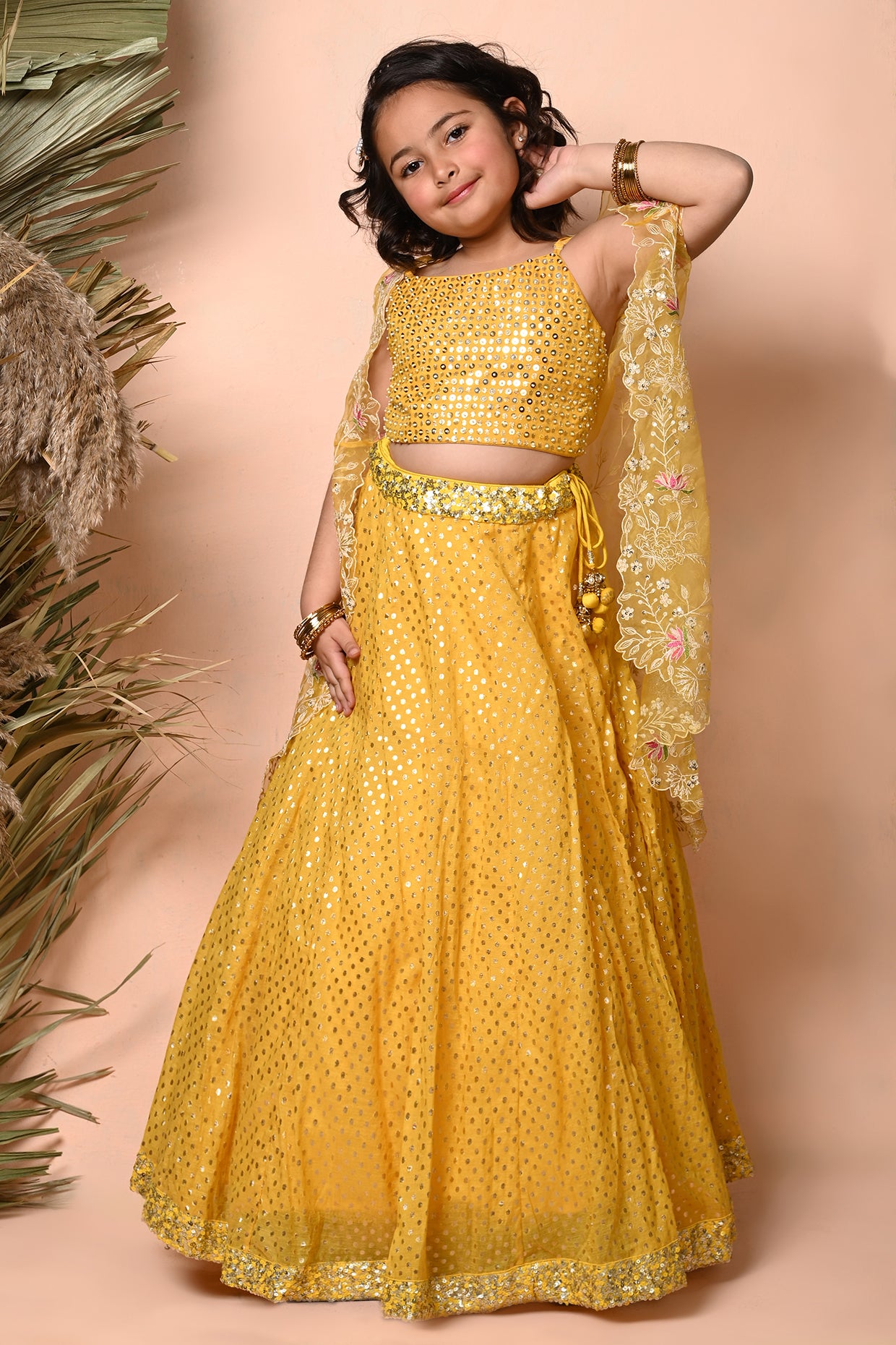 Yellow Sequins Embroidered Lehenga Set