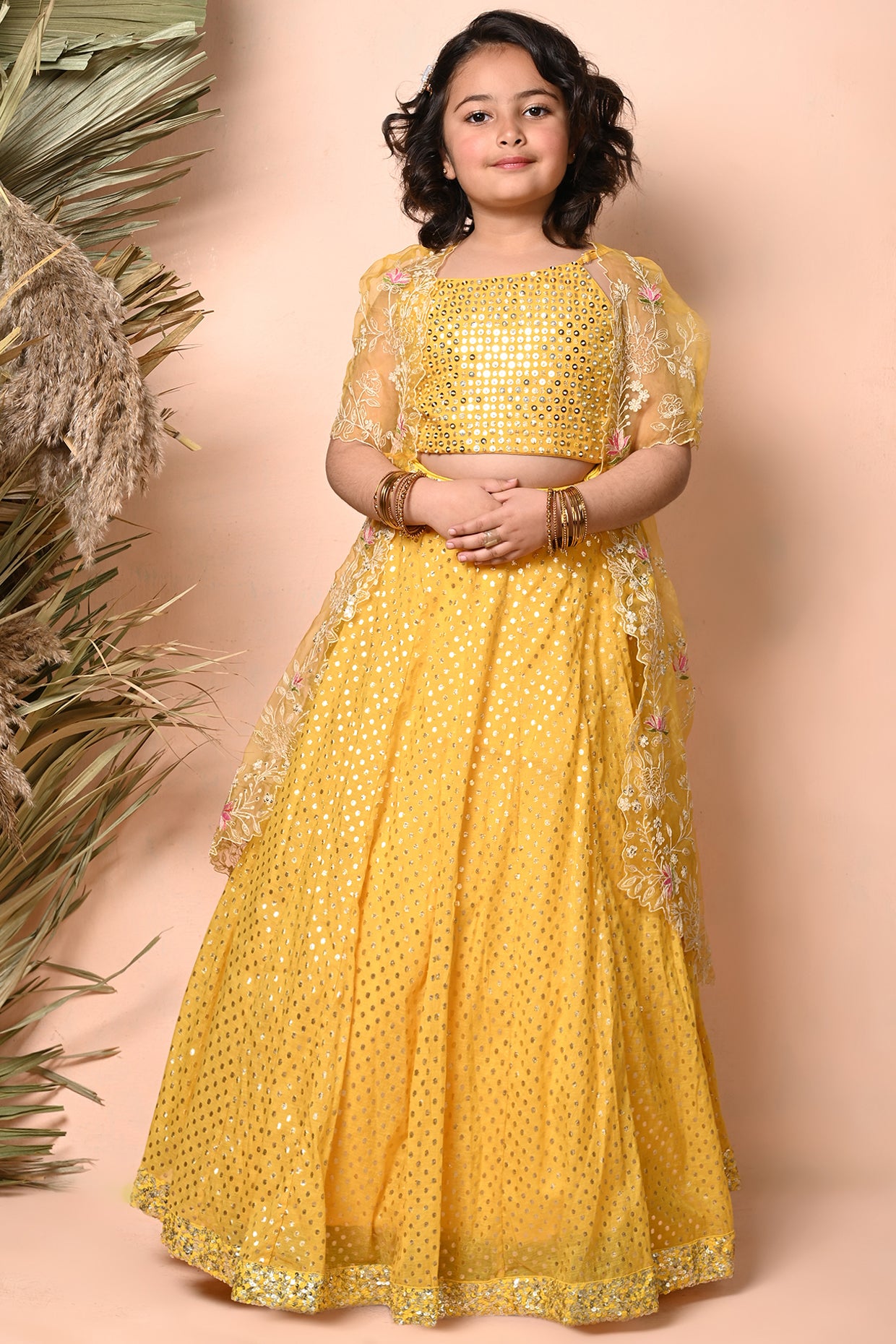 Yellow sequins embroidered Lehenga Set