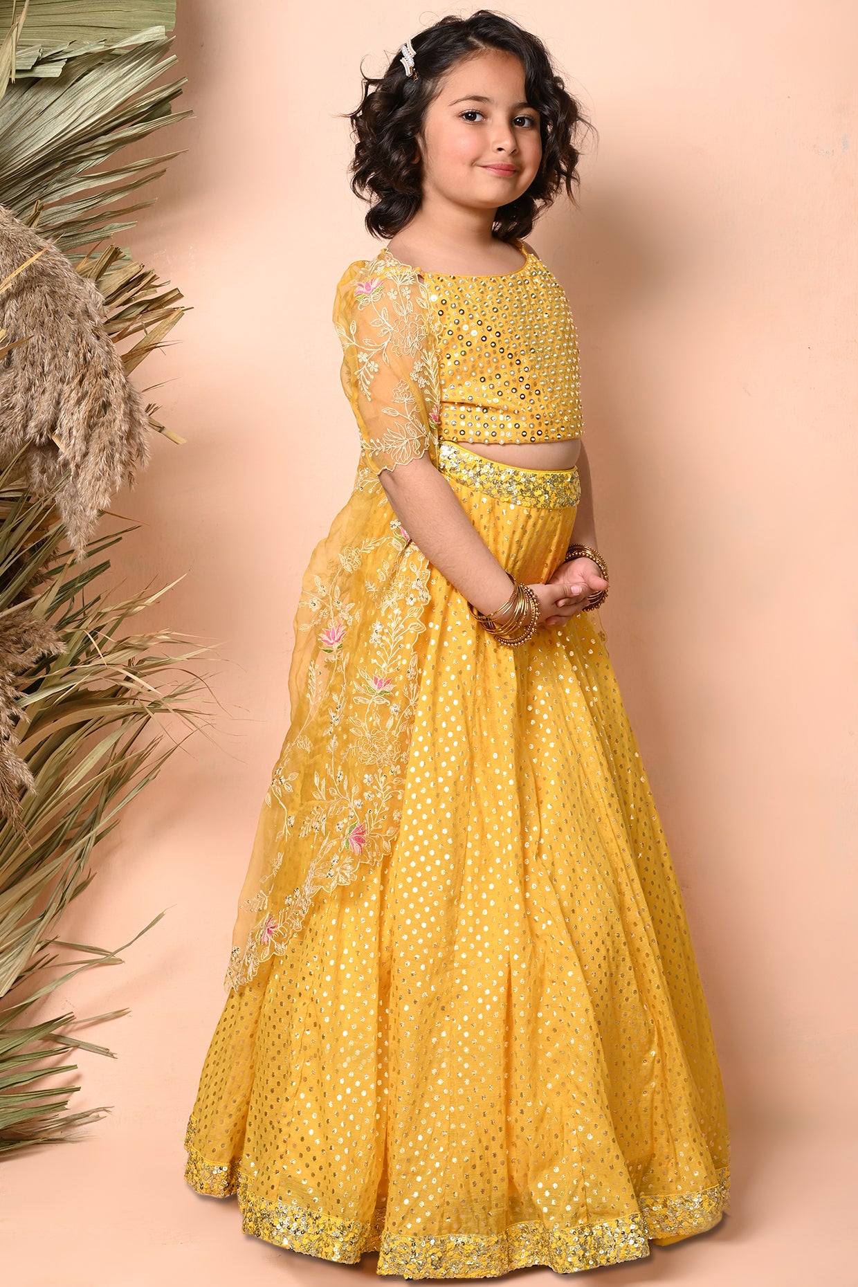 Yellow Sequins Embroidered Lehenga Set