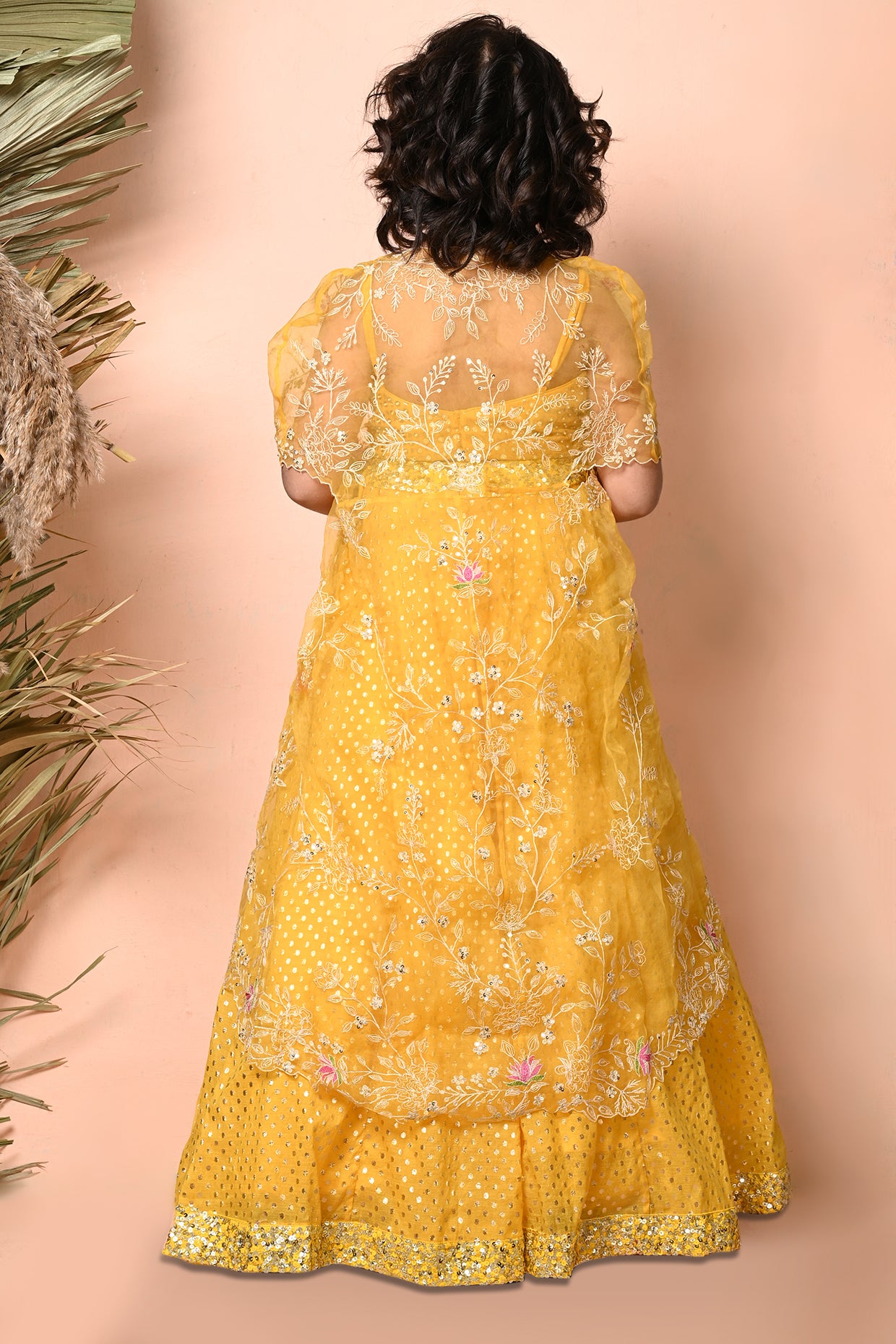 Yellow sequins embroidered Lehenga Set