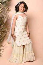 Classic Ivory Embroidered Sharara Set