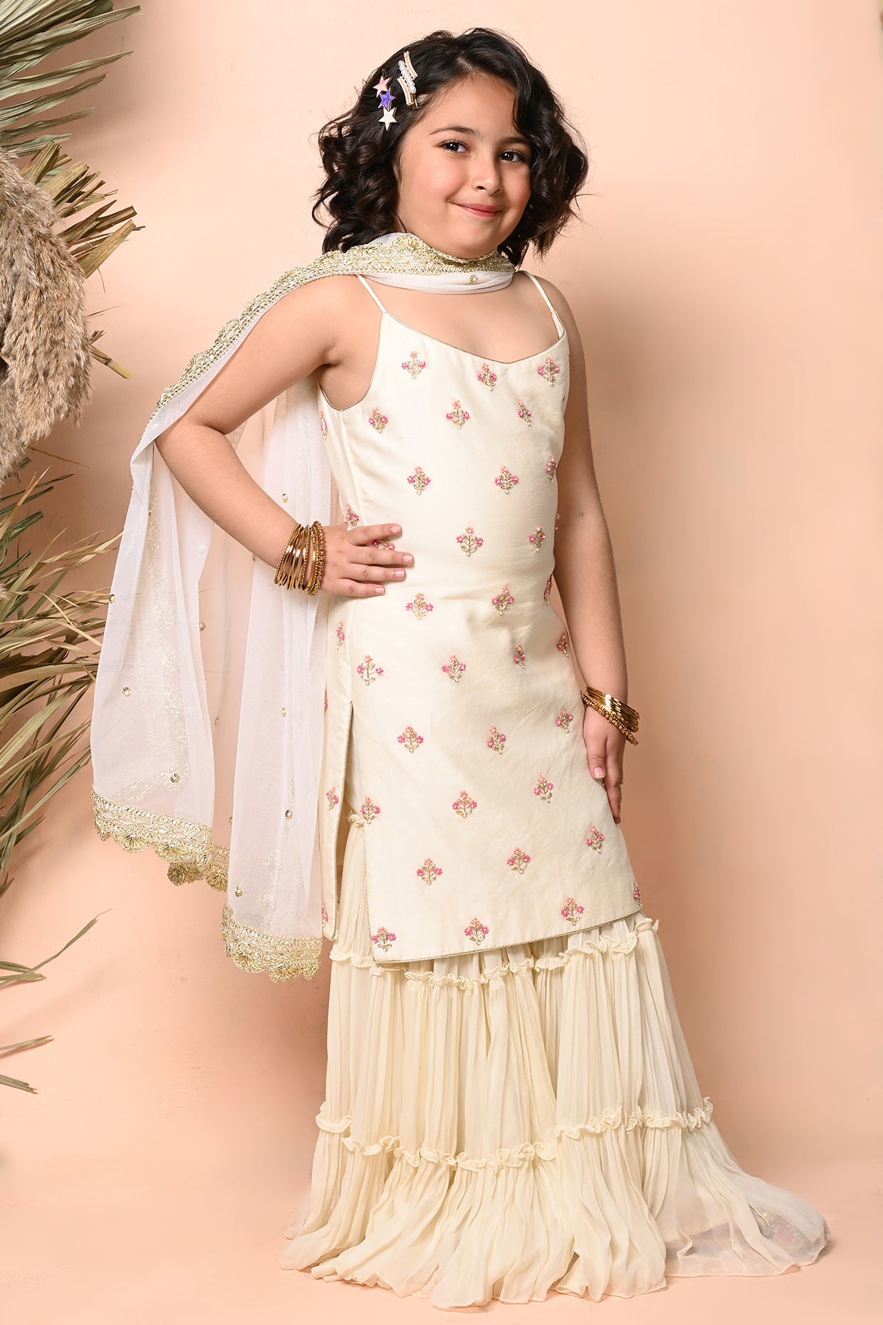 Classic Ivory Embroidered Sharara Set