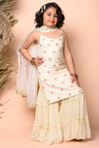 Classic Ivory Embroidered Sharara Set