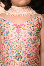 Peach Multicoloured Printed Sharara Set