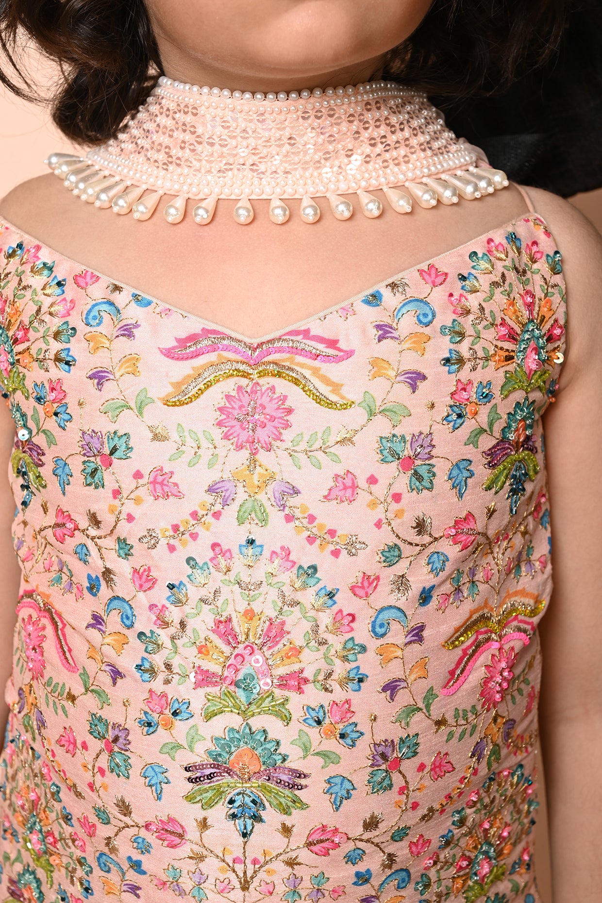 Peach Multicoloured Printed Sharara Set
