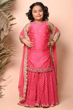 Fuchsia Pink Embroidered Sharara Set