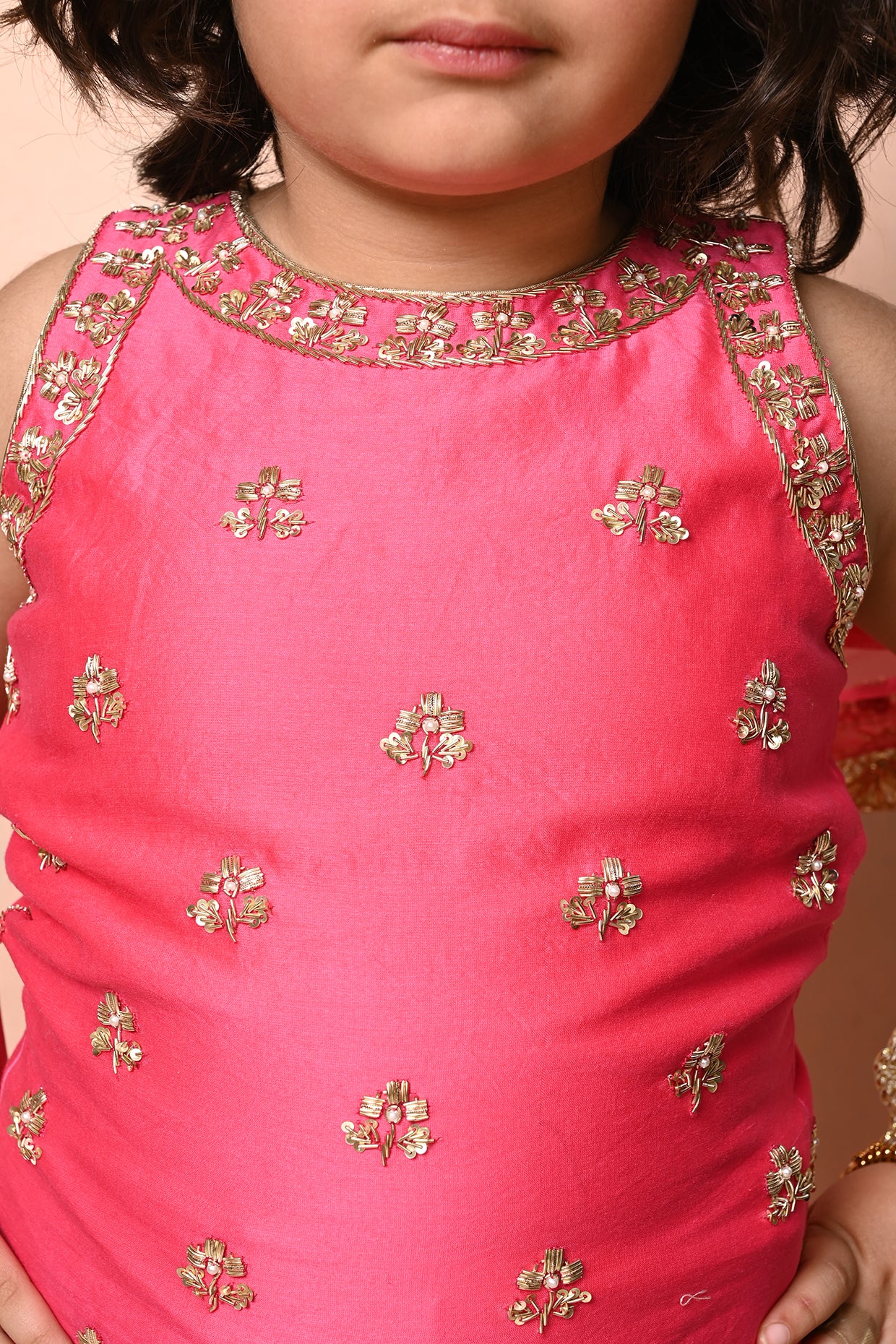 Fuchsia Pink Embroidered Sharara set