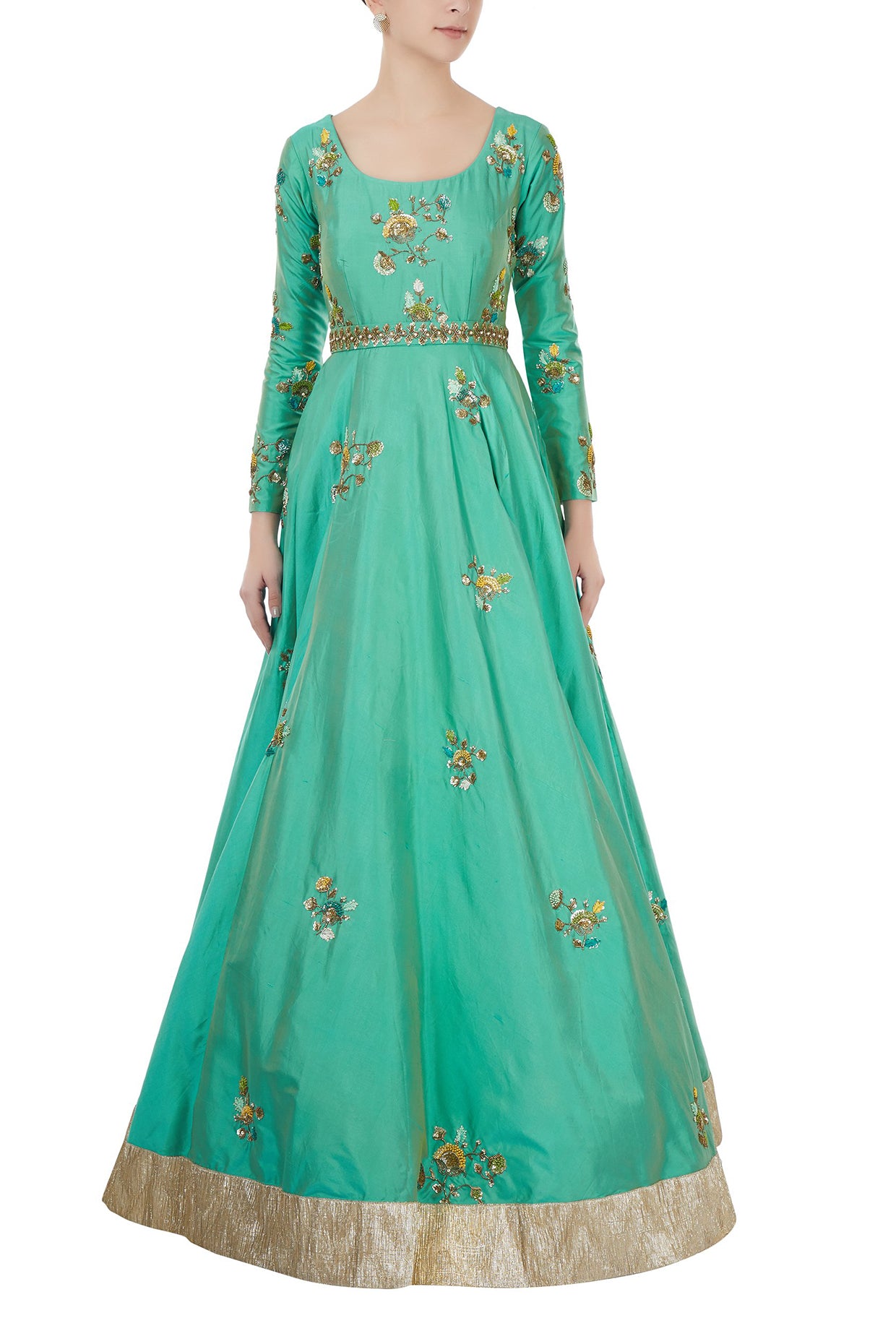 Sea Green Embroidered Gown