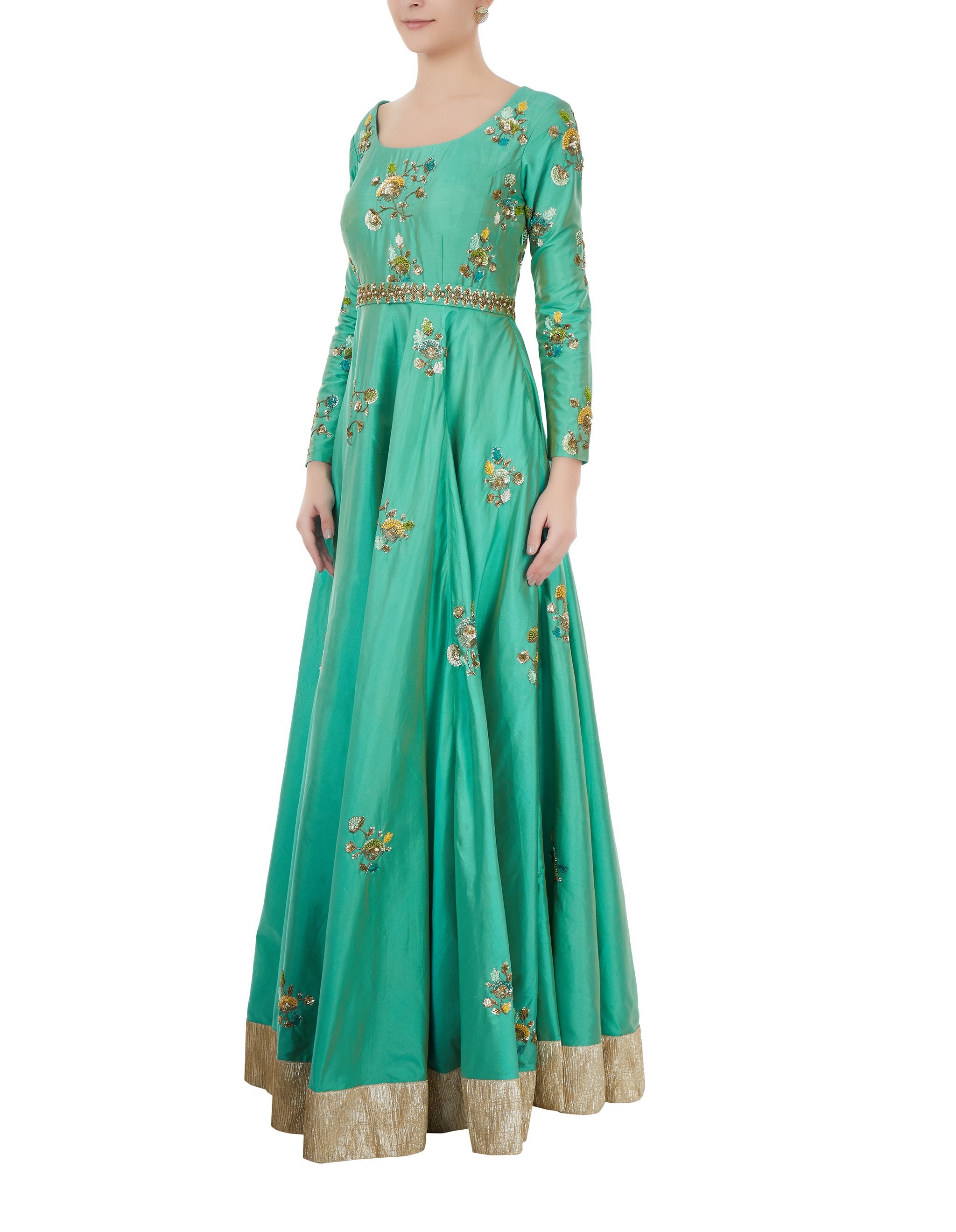 Sea Green Embroidered Gown