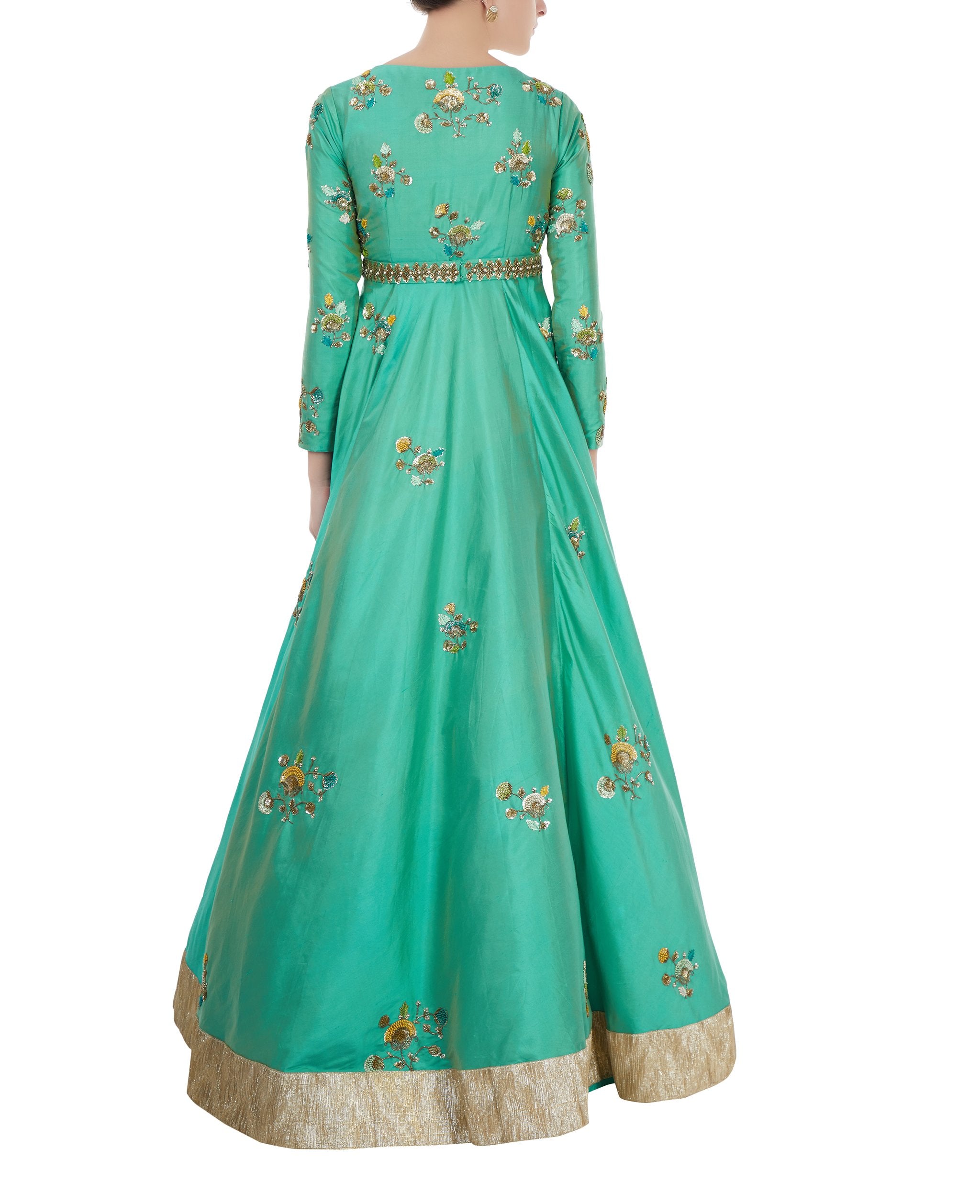 Sea Green Embroidered Gown