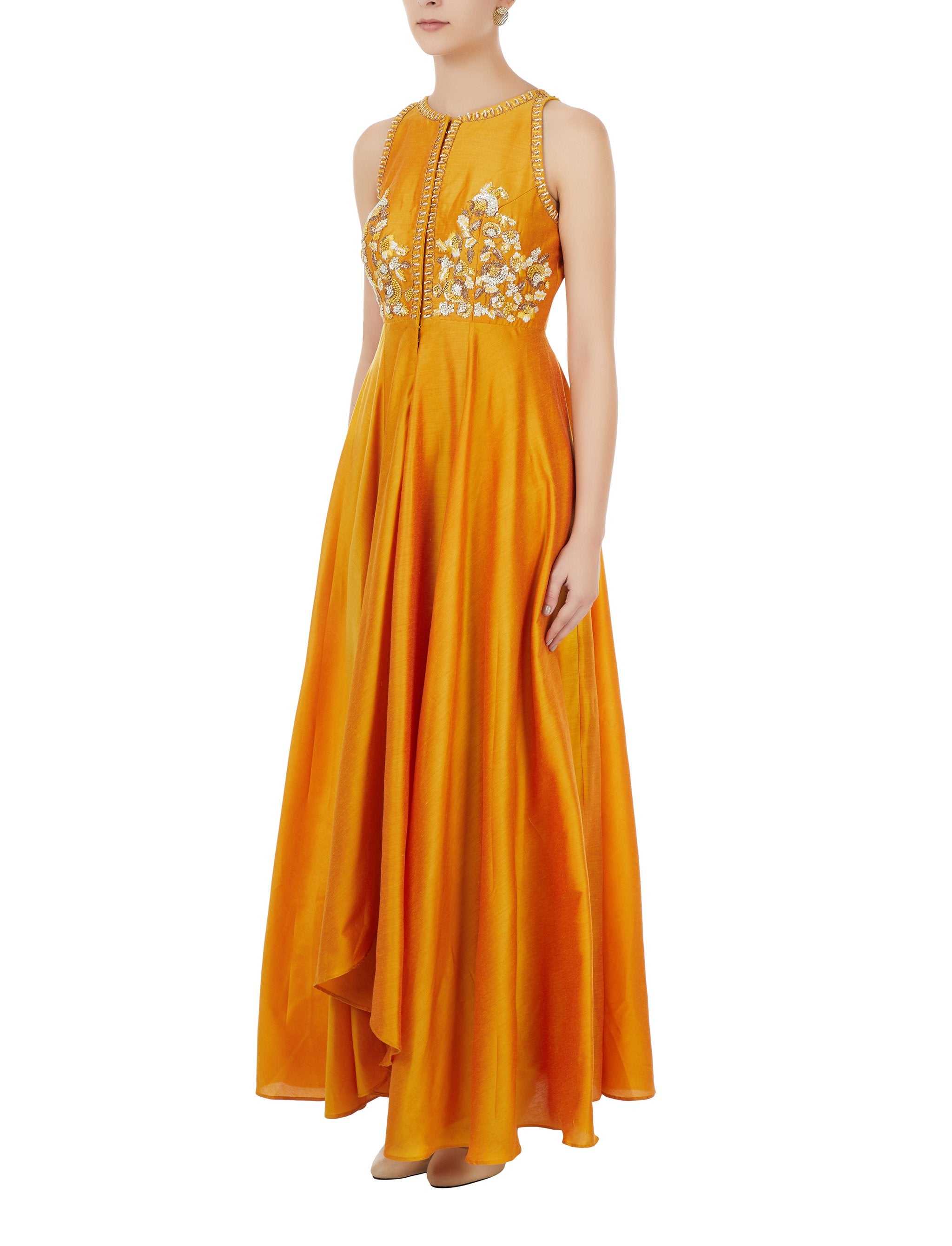 mustard yellow plazo suit